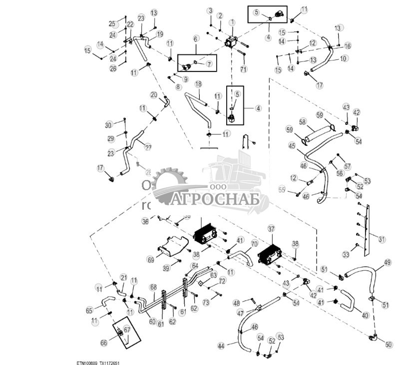 Маслоохладители и трубопровод (Engine 4045TT096-RE545793) ( - 303523) - ST820041 154.jpg